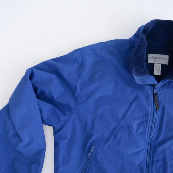 Vintage 90'S Eddie Bauer Blue 100% Nylon Fleece Lined Zip Up Jacket Size Medium - Picture 13 of 14